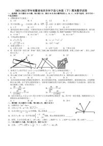 安徽省安庆市怀宁县2021-2022学年七年级下学期期末测试数学试卷