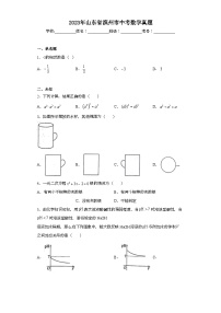 2023年山东省滨州市中考数学真题（无答案）