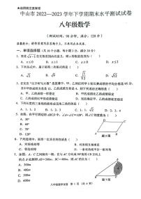 广东省中山市2022-2023学年下学期八年级数学期末水平测试卷