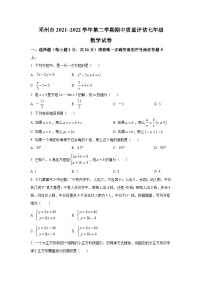 河南省南阳市邓州市2021-2022学年七年级下学期期中质量评估数学试卷(含解析)