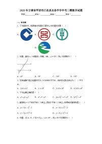 2023年甘肃省平凉市庄浪县水洛中学中考三模数学试题（含解析）