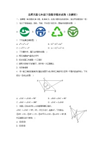 北师大版七年级下册数学期末试卷1（含解析）