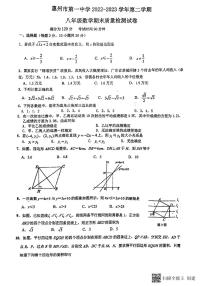 广东省惠州市第一中学2022-2023学年下学期八年级数学期末质量检测试卷
