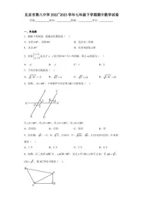 北京市第八中学2022~2023学年七年级下学期期中数学试卷（含答案解析）