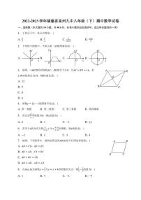 福建省泉州市丰泽区第九中学2022-2023学年八年级下学期期中数学试卷