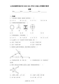 山东省淄博市淄川区2020-2021学年八年级上学期期中数学试题