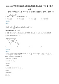 精品解析：河南省南阳市桐柏县四校联考2022-2023学年八年级下学期期中数学试题（解析版）