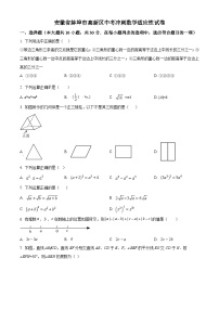 精品解析：安徽省蚌埠市高新区中考模拟数学适应性试卷