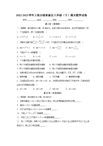 2022-2023学年上海市浦东新区八年级(下)期末数学试卷(含解析)