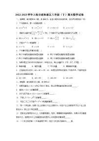 2022-2023学年上海市浦东新区八年级(下)期末数学试卷(含解析)