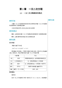 初中数学湘教版九年级上册2.3 一元二次方程根的判别式优秀教案