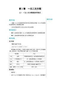 初中数学湘教版九年级上册2.3 一元二次方程根的判别式优秀教案