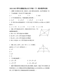 2022-2023学年安徽省黄山市八年级（下）期末数学试卷（含解析）