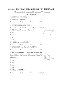 2022-2023学年广西南宁市西乡塘区八年级(下)期末数学试卷(含解析)