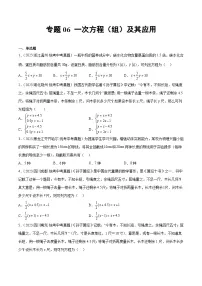 专题06 一次方程(组)及其应用- 2023年中考数学真题分类汇编(通用版含解析)