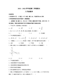 河南省驻马店市平舆县2021-2022学年八年级下学期期末考试数学试卷(含解析)