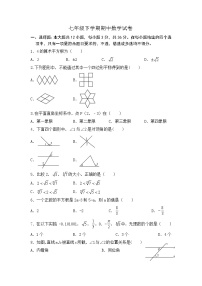 七年级下学期期中考试数学试卷