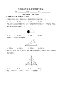 人教版数学八年级上册期中测试卷(五）附答案