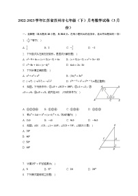 2022-2023学年江苏省苏州市七年级（下）月考数学试卷（3月份）（含解析）