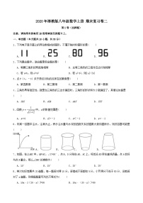 2020年浙教版八年级数学上册 期末复习卷二（含答案）