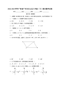 2022-2023学年广东省广州市白云区八年级（下）期末数学试卷（含解析）