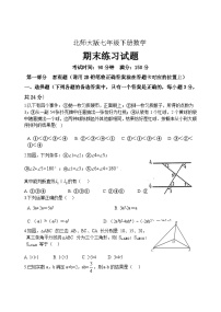 2022--2023学年北师大版七年级下册数学期末练习题