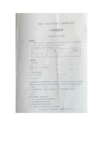 新疆阿克苏地区拜城县2021-2022学年八年级下学期期末考试数学试题