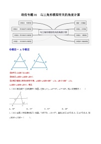 培优专题01 与三角形模型有关的角度计算-2023-2024学年八年级数学上册精选专题培优讲与练（人教版）