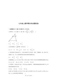 人教版九年级上册数学期末测试卷（附答案）