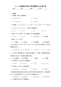 青岛版九年级下册5.3二次函数达标测试