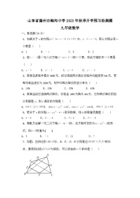 山东省滕州市鲍沟镇鲍沟中学2023－2024学年九年级上学期开学预习检测数学试题