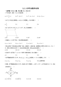 湖南省长沙市师大附中梅溪湖中学2023-2024学年九年级上学期开学考试数学试题