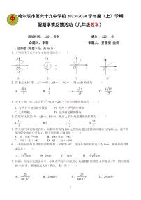 黑龙江省哈尔滨市第六十九中学2023-2024学年度上学期假期学情反馈（开学考试）九年级数学试卷