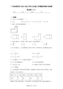 广东省深圳市2022-2023学年九年级上学期数学期末考前模拟试卷(三)