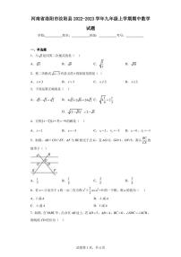 河南省洛阳市汝阳县2022-2023学年九年级上学期期中数学试题