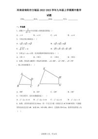 河南省南阳市方城县2022-2023学年九年级上学期期中数学试题