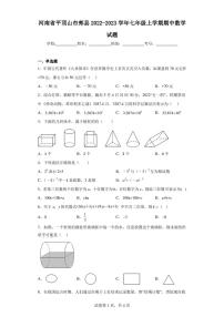 河南省平顶山市郏县2022-2023学年七年级上学期期中数学试题