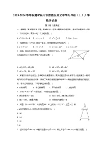 2023-2024学年福建省福州市鼓楼区延安中学九年级（上）开学数学试卷（含解析）