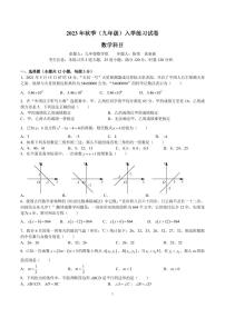 2023-2024北雅九上入学考试数学试卷