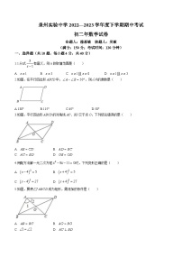 福建省泉州实验中学2022-2023学年八年级下学期期中数学试题