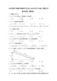 山东省枣庄市滕州市鲍沟中学2023-2024学年八年级上学期开学数学试卷