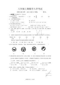 湖南省郴州市永兴县树德中学2023-2024学年上学期八年级入学考试数学 试卷