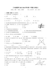 2023-2024一中双语八上入学考试数学试卷