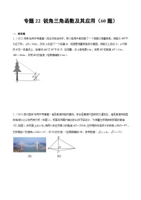 2023-2024年中考专题22 锐角三角函数及其应用（共60题+解析卷）（原卷版）