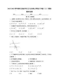 浙江省金华市义乌市宾王学校2023-2024学年八年级上学期期初数学试卷（含答案）