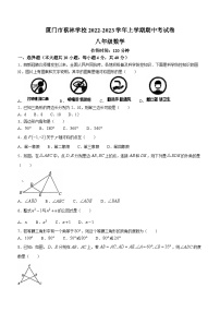 福建省厦门市蔡林学校2022-2023学年八年级上学期期中数学试题(无答案)