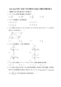 广东省广州大学附属中学2023-2024学年九年级上学期开学数学练习（含答案）