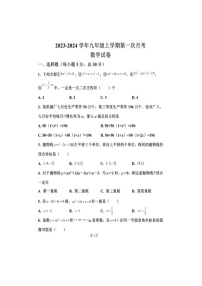 广东省江门市开平市新荻初级中学2023-2024学年上学期九年级数学第一次测试卷（图片版含答案）