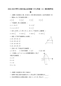 2022-2023学年上海市金山区张堰二中九年级（上）期末数学试卷（含解析）