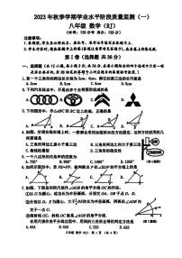 广西壮族自治区南宁市良庆区2023-2024学年八年级上学期学业水平阶段质量监测（一）数学试题